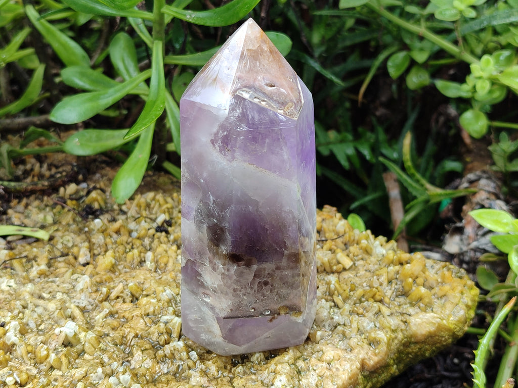 Polished Chevron Amethyst Points x 2 From Ankazobe, Madagascar - Toprock Gemstones and Minerals 