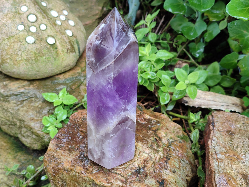 Polished Chevron Amethyst Points x 2 From Ankazobe, Madagascar - Toprock Gemstones and Minerals 