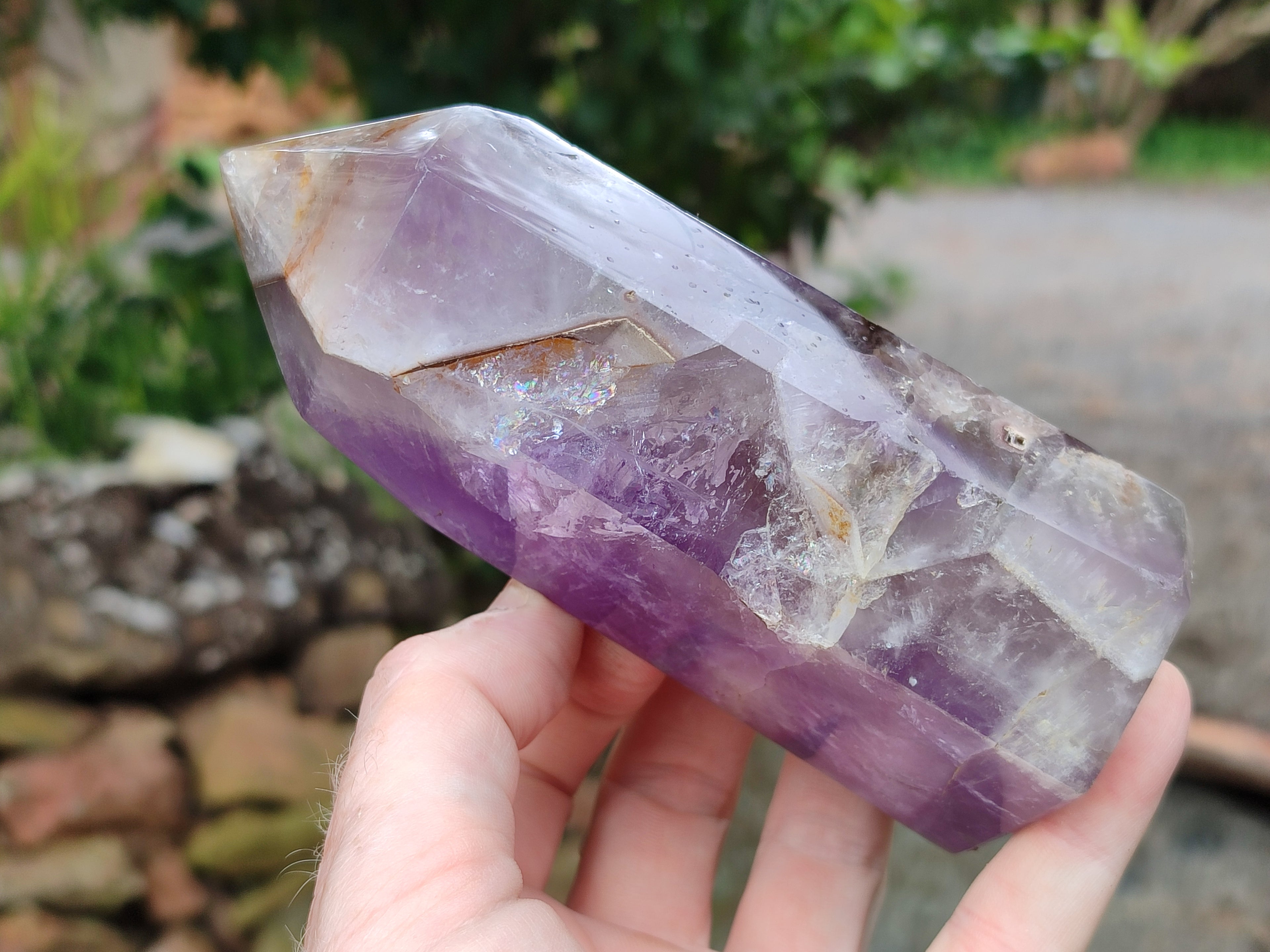 Polished Chevron Amethyst Points x 2 From Ankazobe, Madagascar - Toprock Gemstones and Minerals 