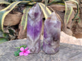 Polished Chevron Amethyst Points x 2 From Ankazobe, Madagascar - Toprock Gemstones and Minerals 