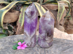 Polished Chevron Amethyst Points x 2 From Ankazobe, Madagascar - Toprock Gemstones and Minerals 