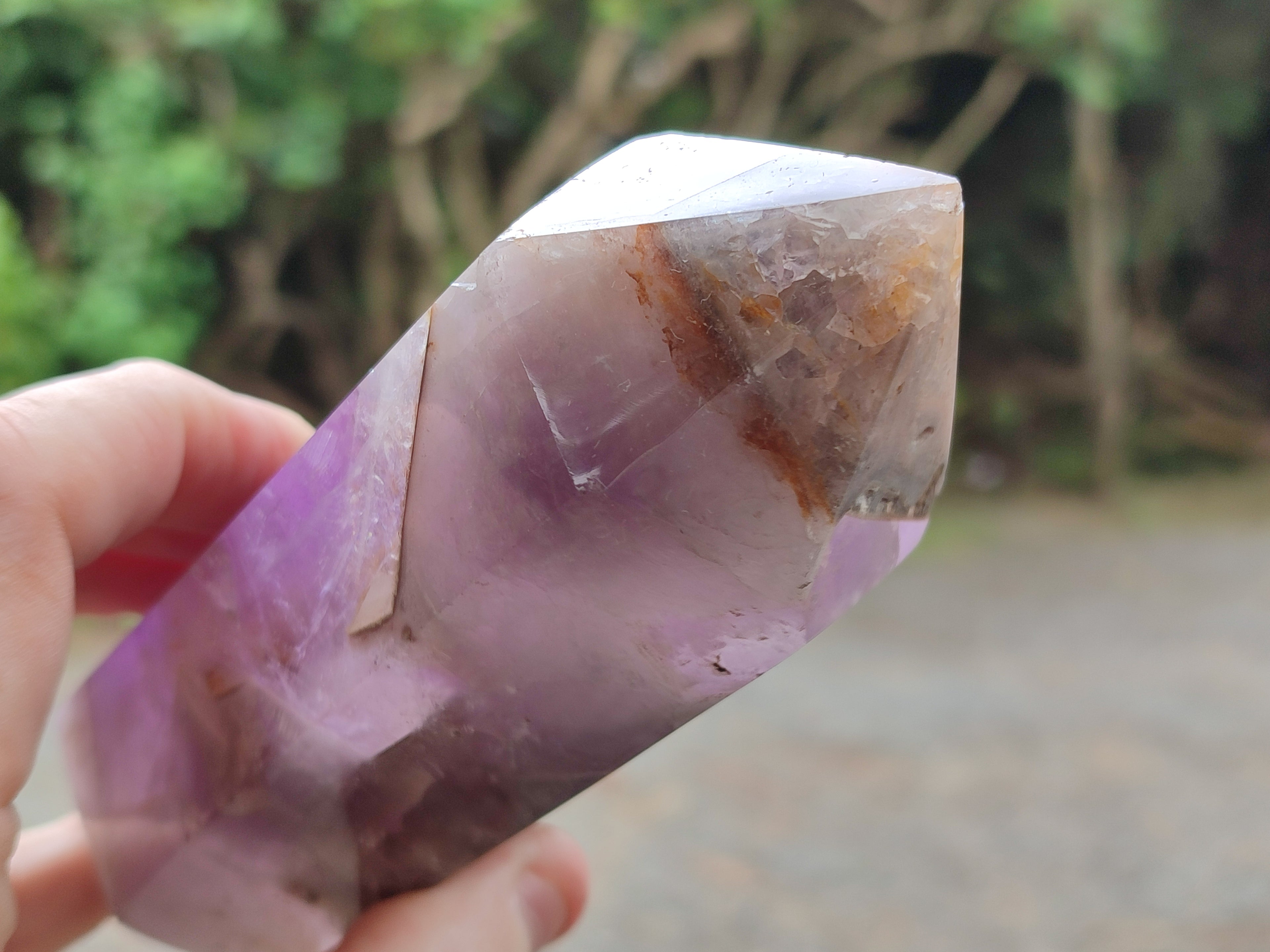Polished Chevron Amethyst Points x 2 From Ankazobe, Madagascar - Toprock Gemstones and Minerals 