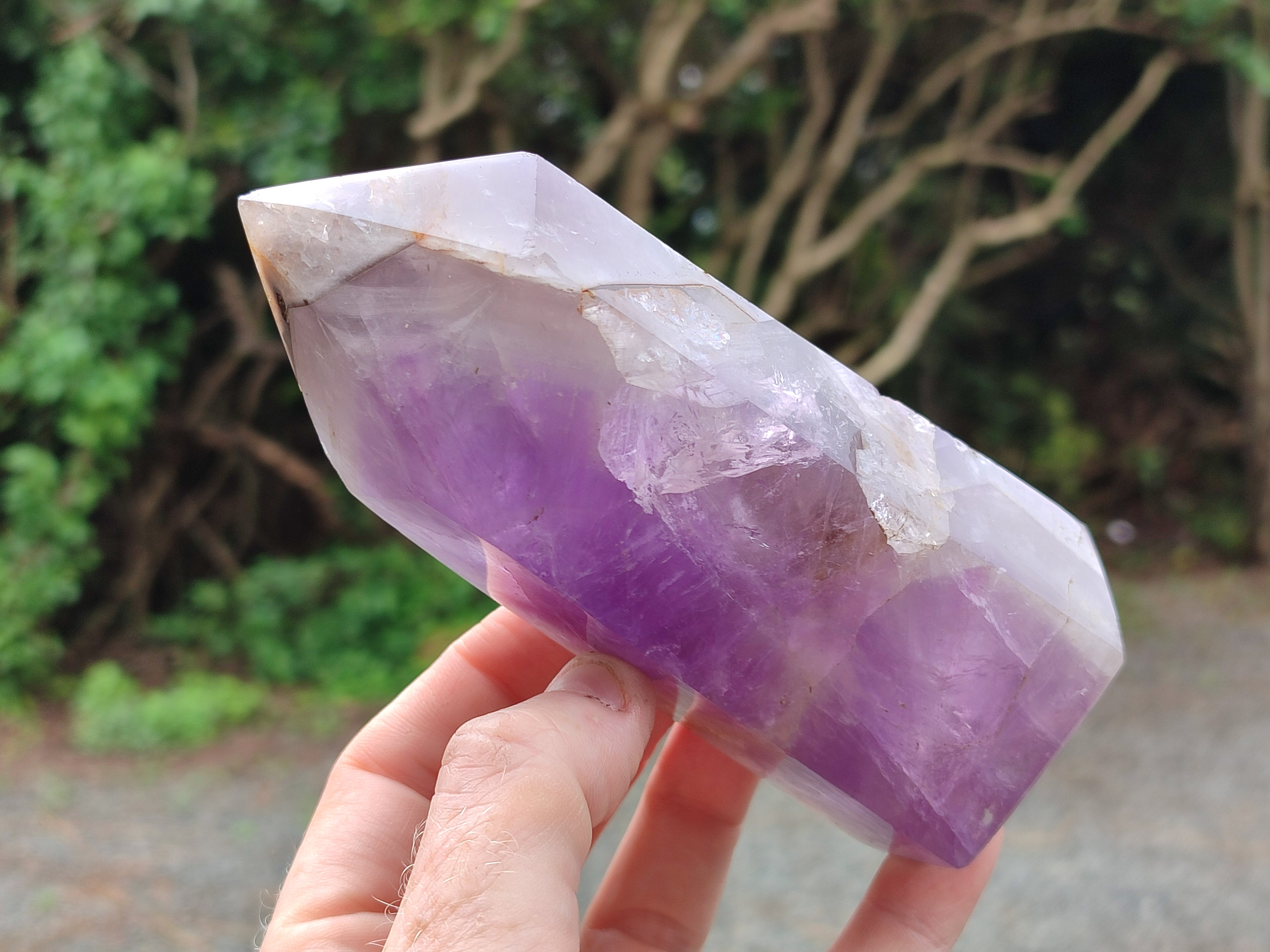 Polished Chevron Amethyst Points x 2 From Ankazobe, Madagascar - Toprock Gemstones and Minerals 