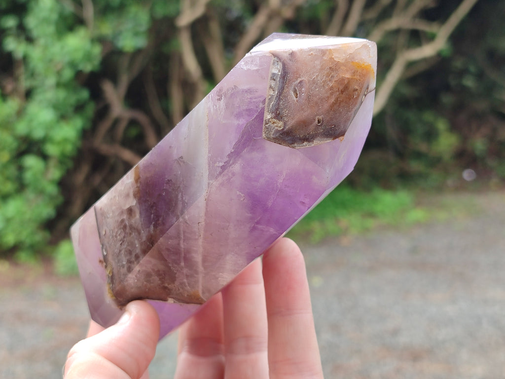 Polished Chevron Amethyst Points x 2 From Ankazobe, Madagascar - Toprock Gemstones and Minerals 