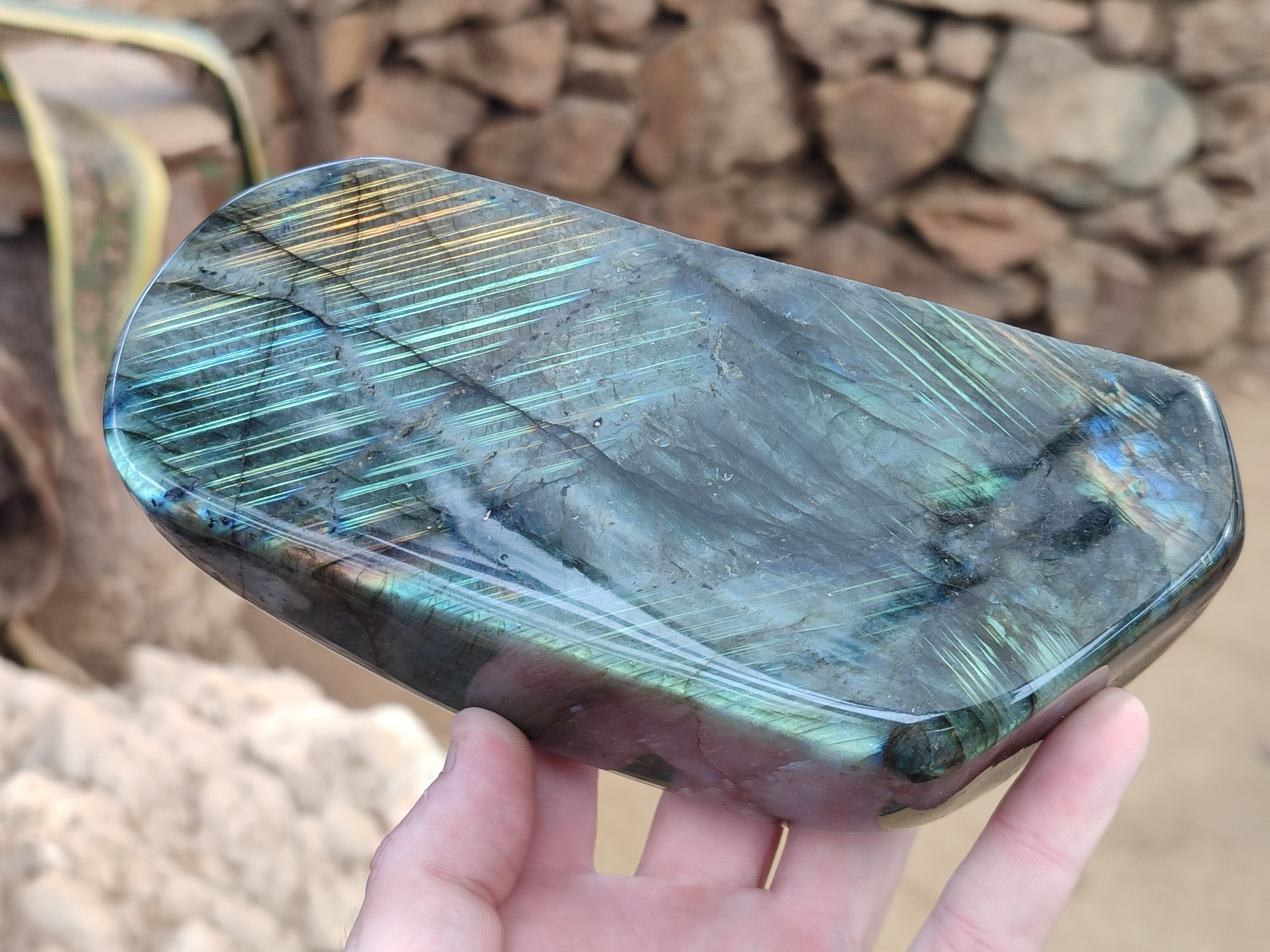 Polished Labradorite Standing Free Form x 1 From Tulear, Madagascar - Toprock Gemstones and Minerals 