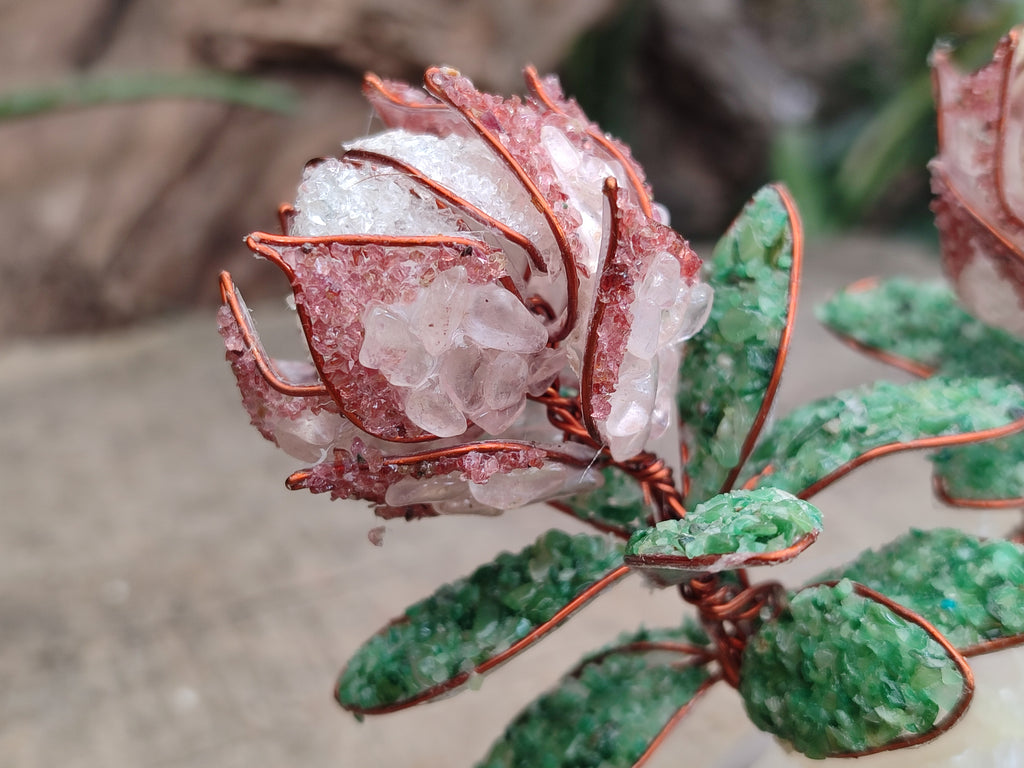 Hand Made Gemstone Double Protea Flower Trees x 3 From South Africa - Toprock Gemstones and Minerals 