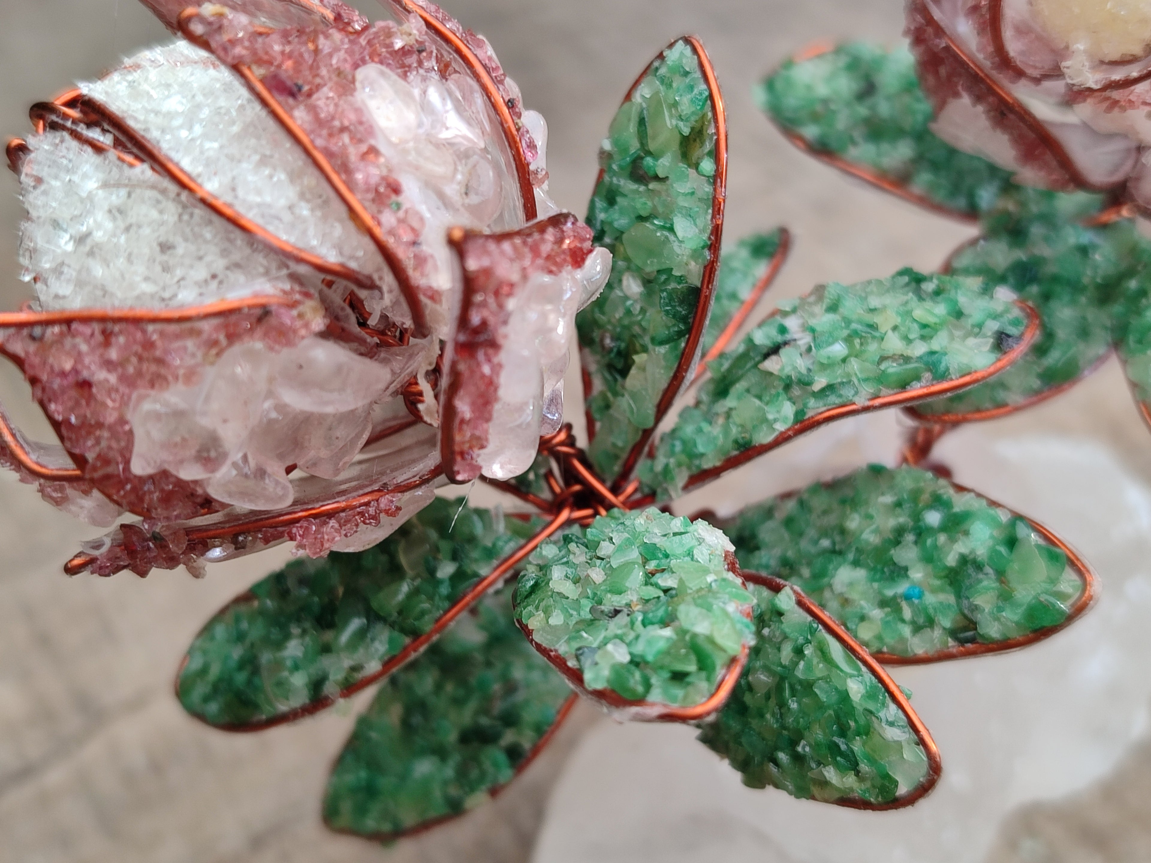 Hand Made Gemstone Double Protea Flower Trees x 3 From South Africa - Toprock Gemstones and Minerals 