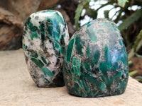 Polished Emerald Mica In Matrix Standing Free Forms x 4 From Mutoko, Zimbabwe - Toprock Gemstones and Minerals 