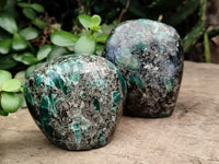 Polished Emerald Mica In Matrix Standing Free Forms x 4 From Mutoko, Zimbabwe - Toprock Gemstones and Minerals 