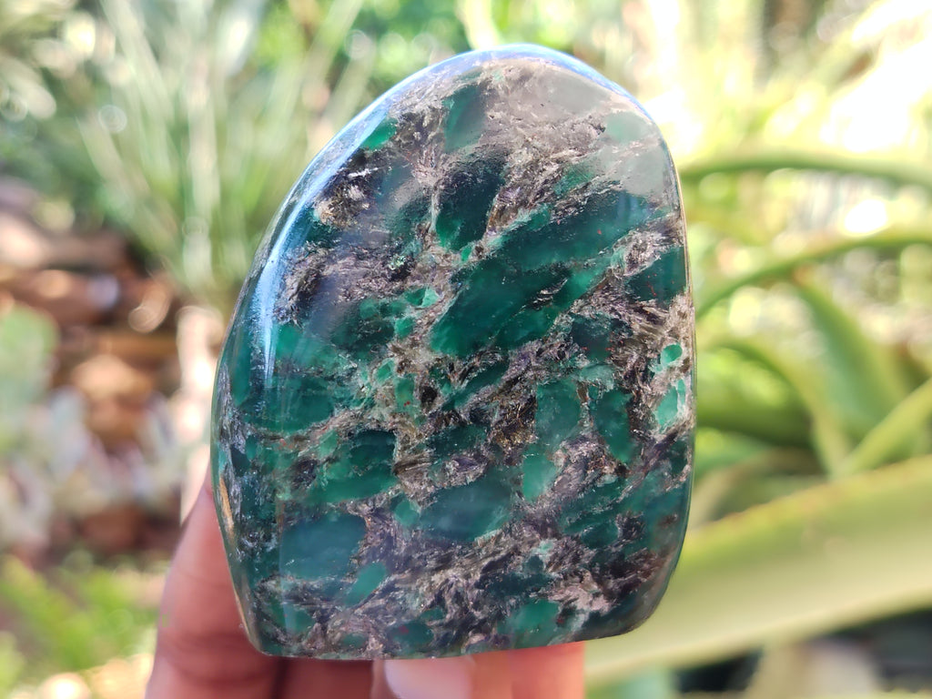 Polished Emerald Mica In Matrix Standing Free Forms x 4 From Mutoko, Zimbabwe - Toprock Gemstones and Minerals 