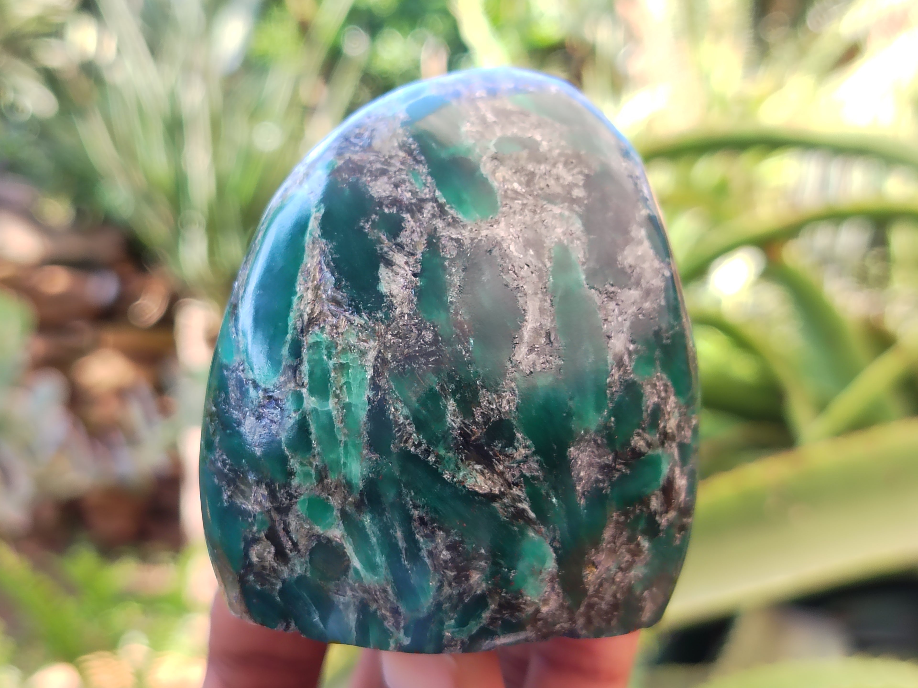 Polished Emerald Mica In Matrix Standing Free Forms x 4 From Mutoko, Zimbabwe - Toprock Gemstones and Minerals 