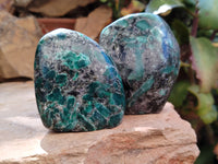 Polished Emerald Mica In Matrix Standing Free Forms x 4 From Mutoko, Zimbabwe - Toprock Gemstones and Minerals 