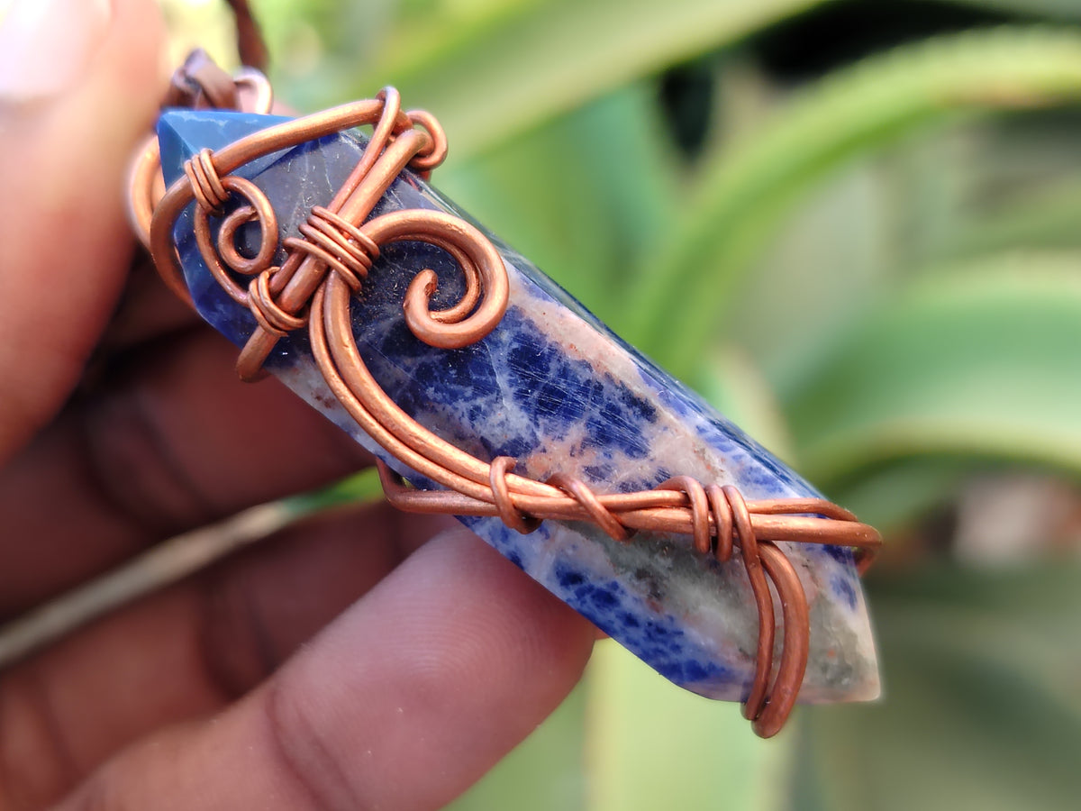 Hand Made Copper Wire Wrapped Pendants x 6 From Southern Africa - Toprock Gemstones and Minerals 
