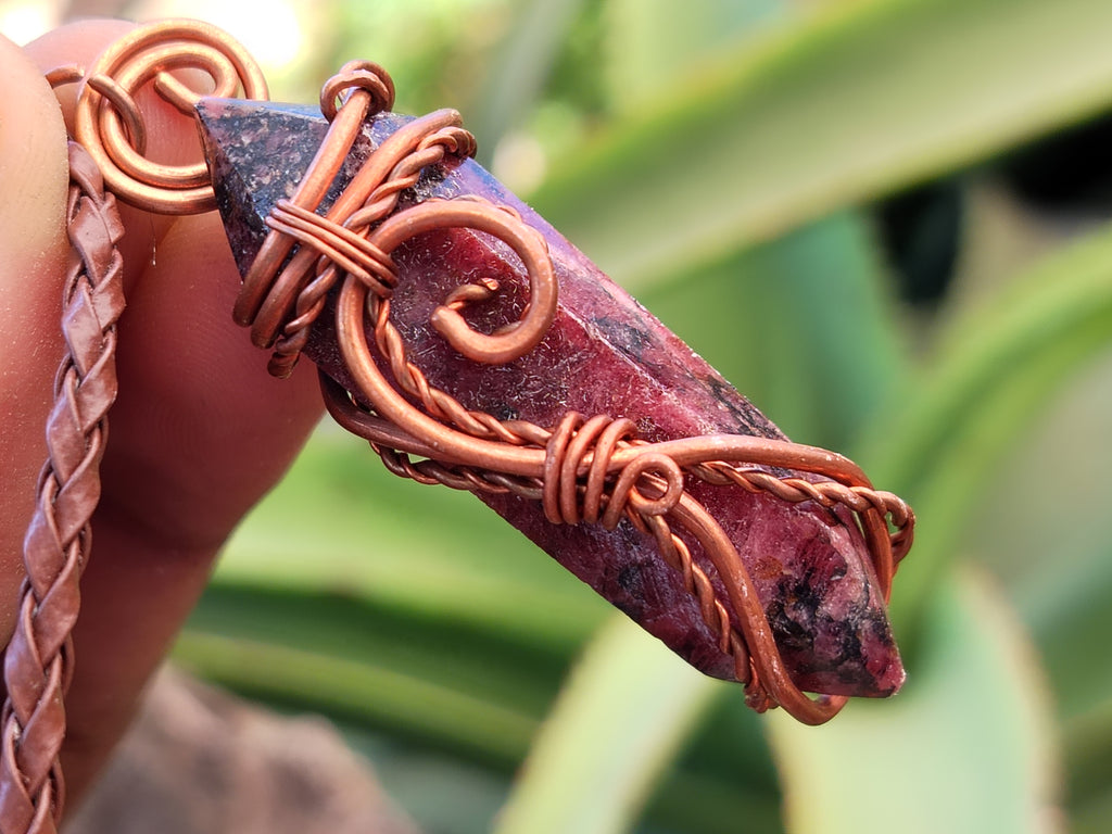 Hand Made Copper Wire Wrapped Pendants x 6 From Southern Africa - Toprock Gemstones and Minerals 