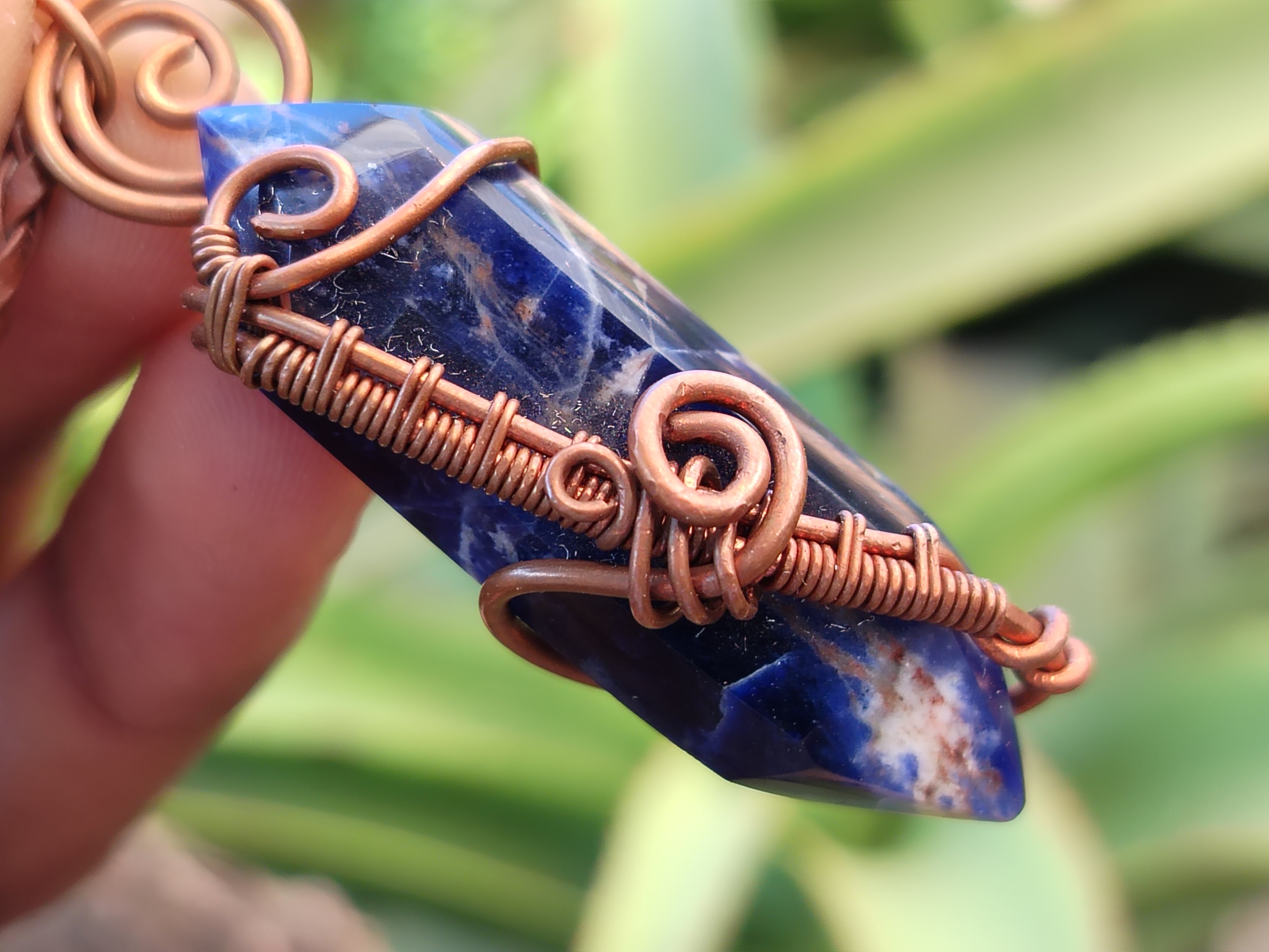 Hand Made Copper Wire Wrapped Pendants x 6 From Southern Africa - Toprock Gemstones and Minerals 