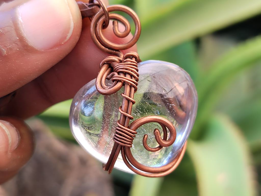 Hand Made Copper Wire Wrapped Pendants x 6 From Southern Africa - Toprock Gemstones and Minerals 