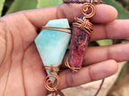 Hand Made Copper Wire Wrapped Pendants x 6 From Southern Africa - Toprock Gemstones and Minerals 