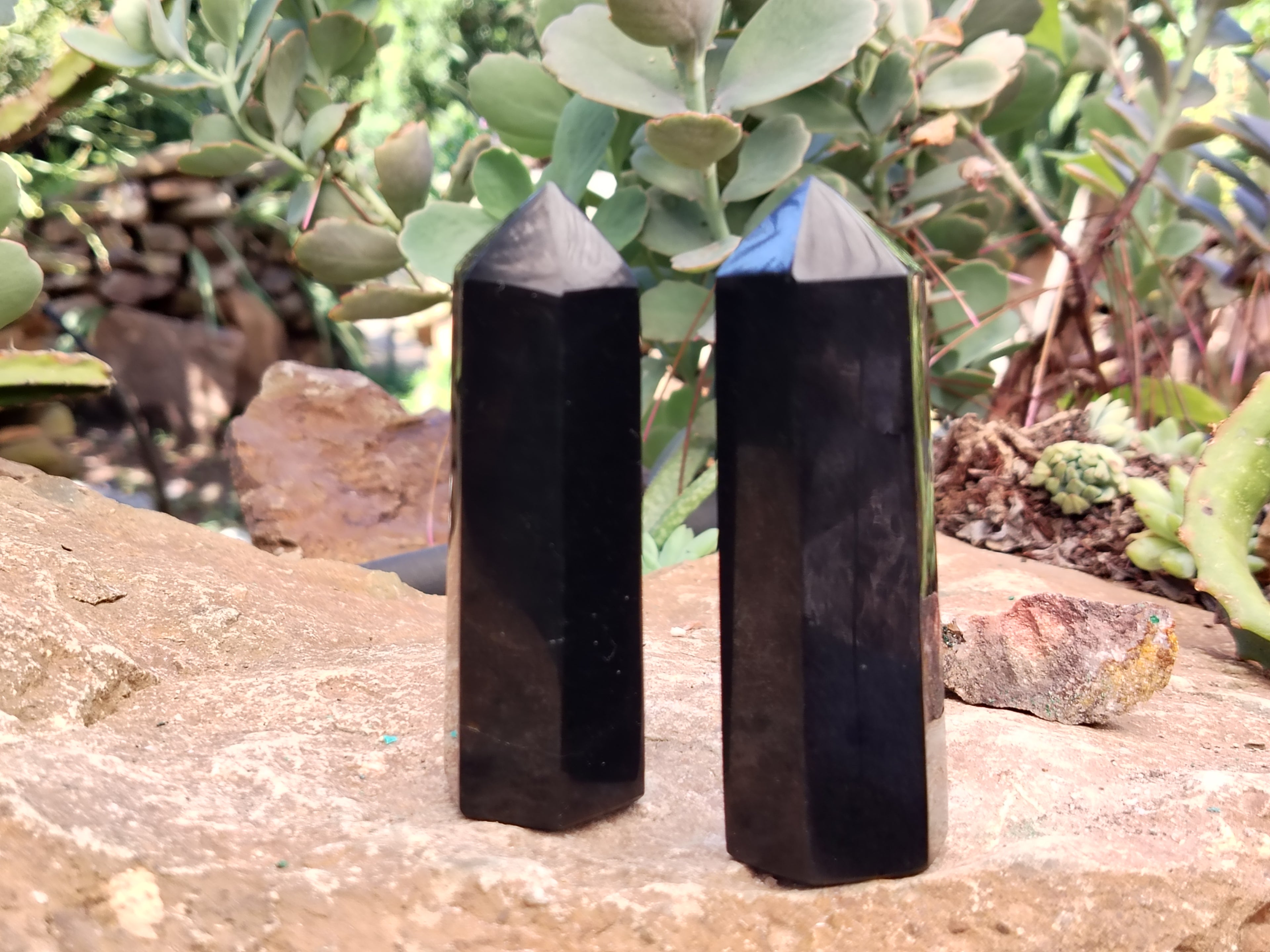 Polished Black Basalt Points x 6 From Antsirabe, Madagascar - Toprock Gemstones and Minerals 