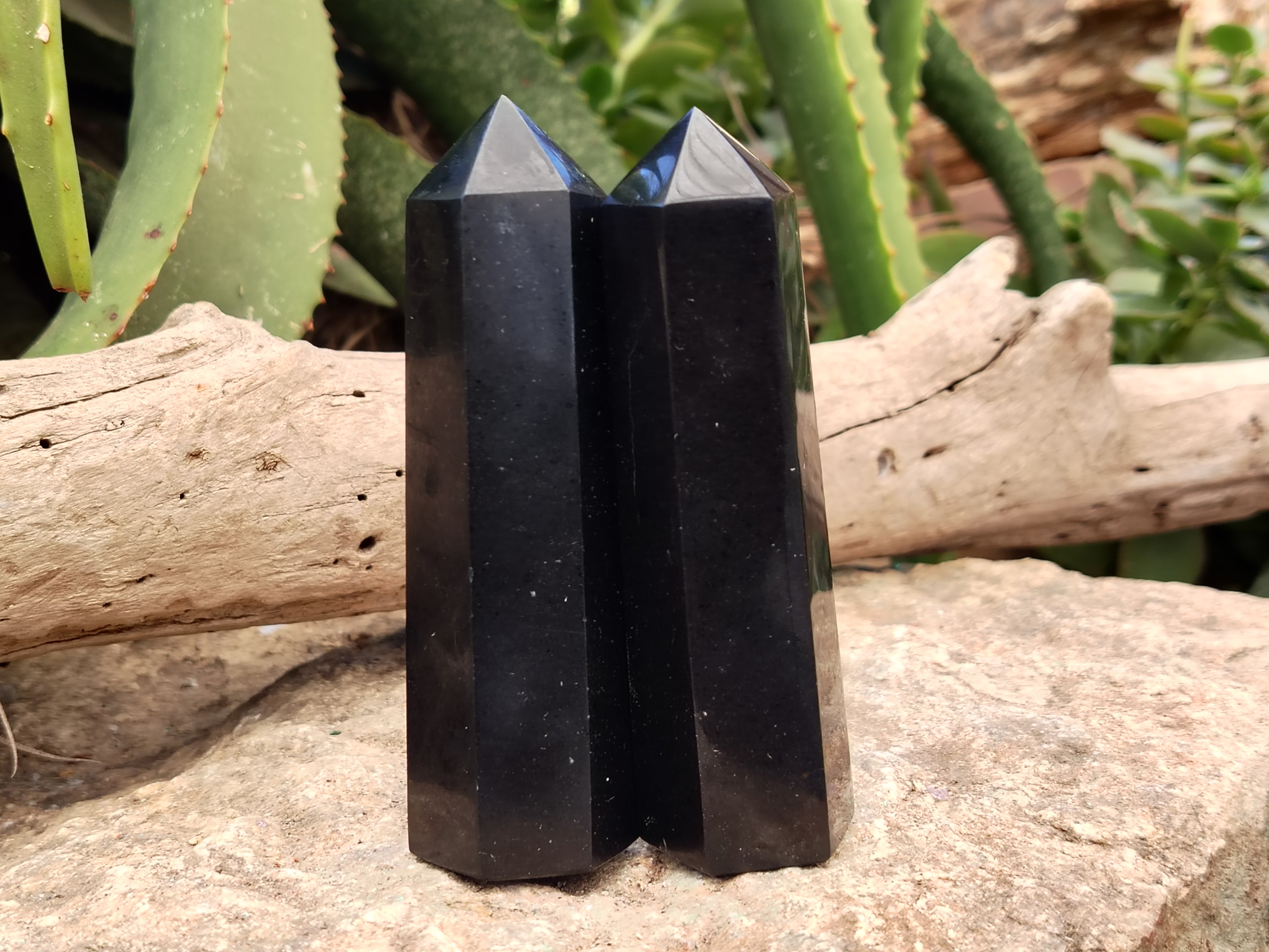 Polished Black Basalt Points x 6 From Antsirabe, Madagascar - Toprock Gemstones and Minerals 