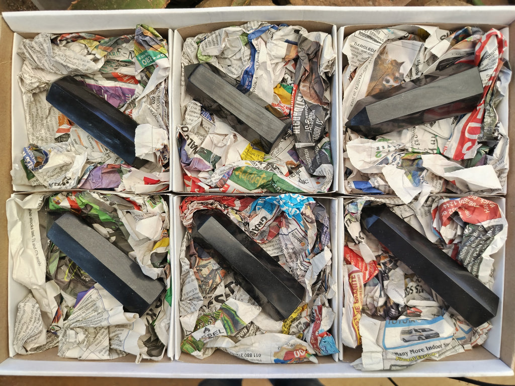 Polished Black Basalt Points x 6 From Antsirabe, Madagascar - Toprock Gemstones and Minerals 