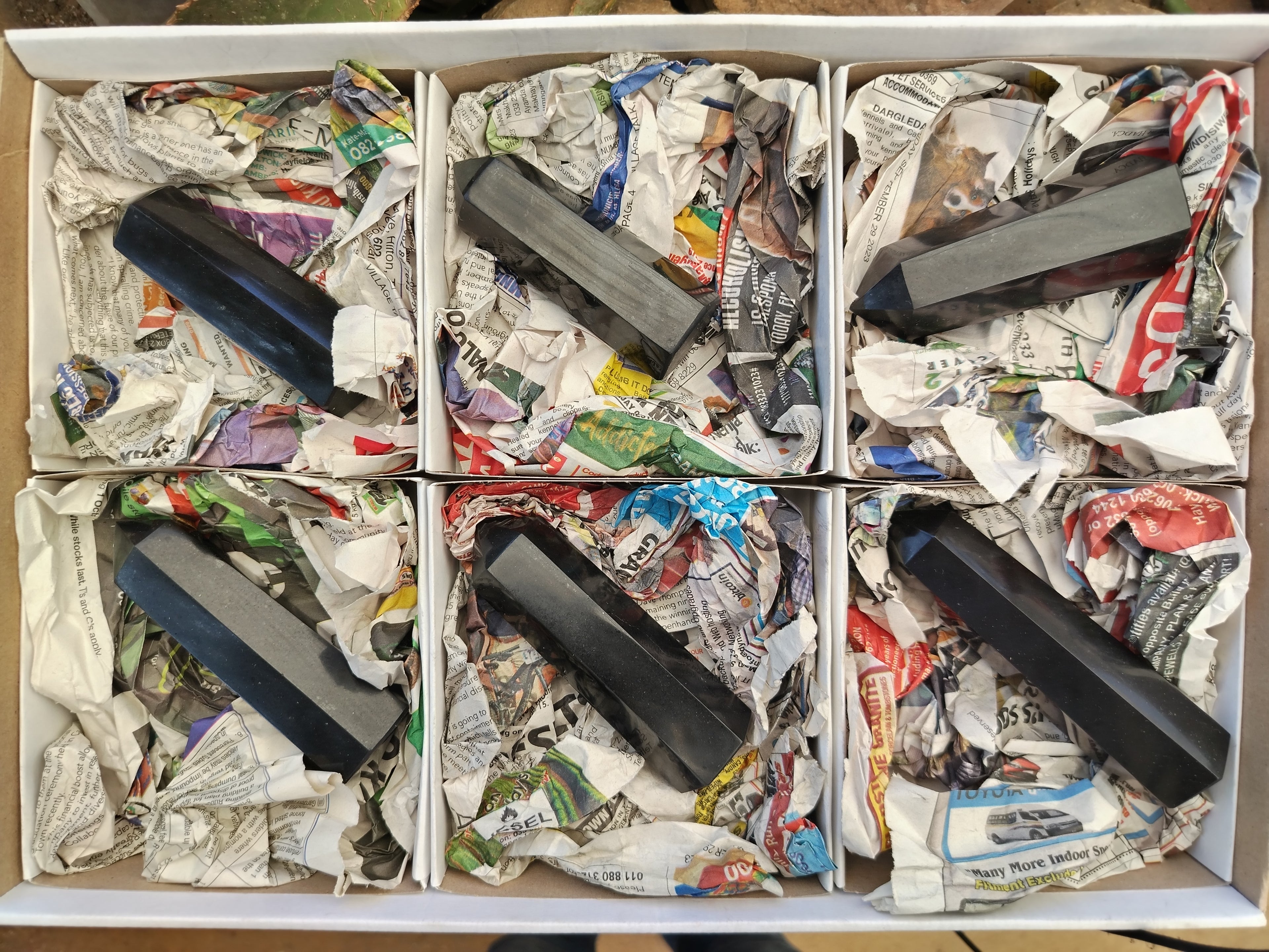 Polished Black Basalt Points x 6 From Antsirabe, Madagascar - Toprock Gemstones and Minerals 