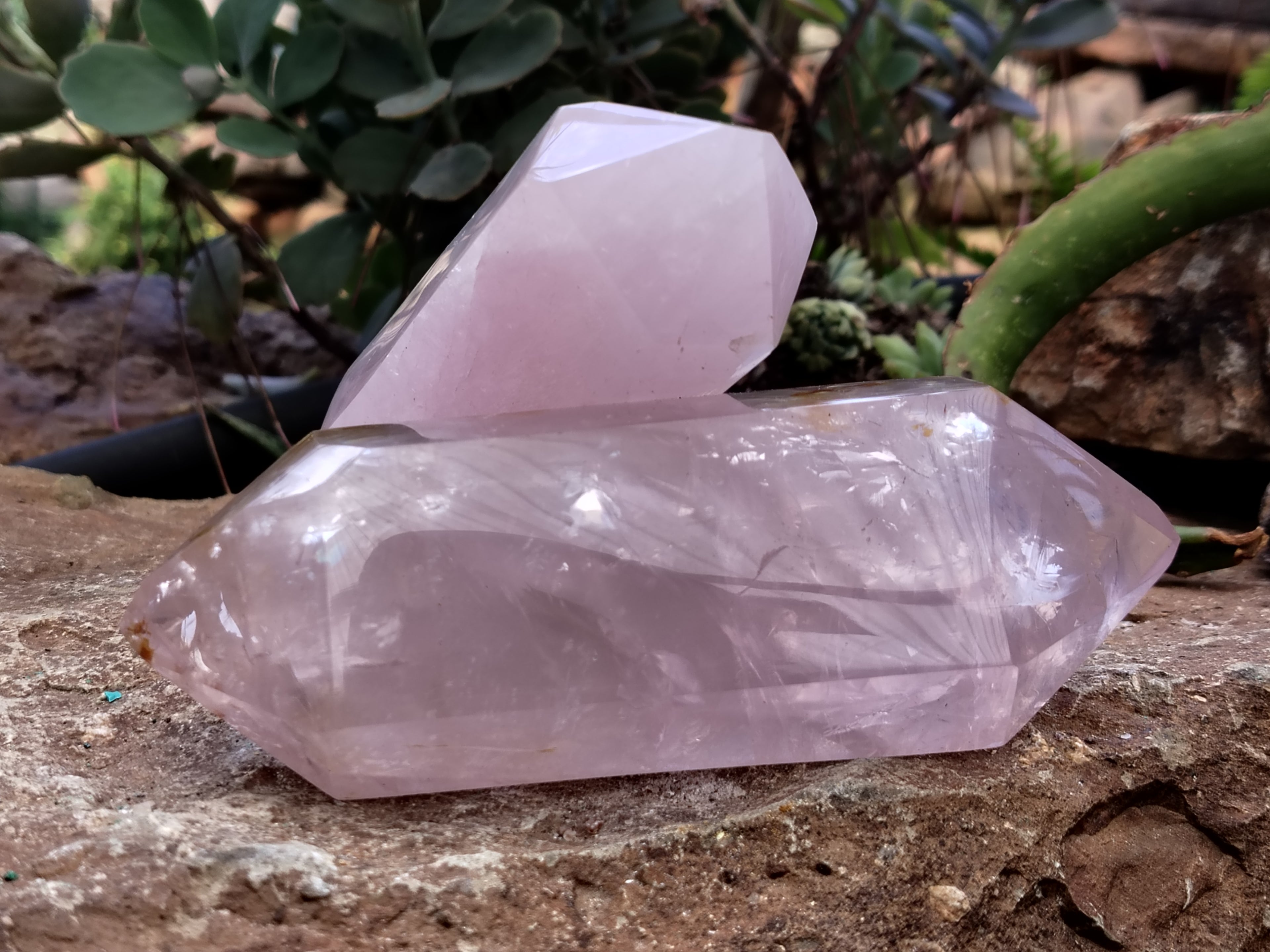 Polished Double Terminated Rose Quartz Points x 6 From Ambatondrazaka, Madagascar - Toprock Gemstones and Minerals 