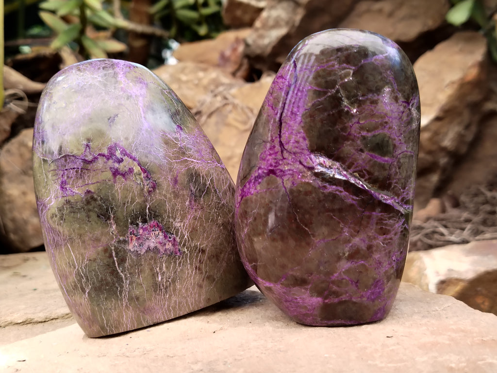 Polished Stichtite Standing Free Forms x 4 From Barberton, South Africa - Toprock Gemstones and Minerals 