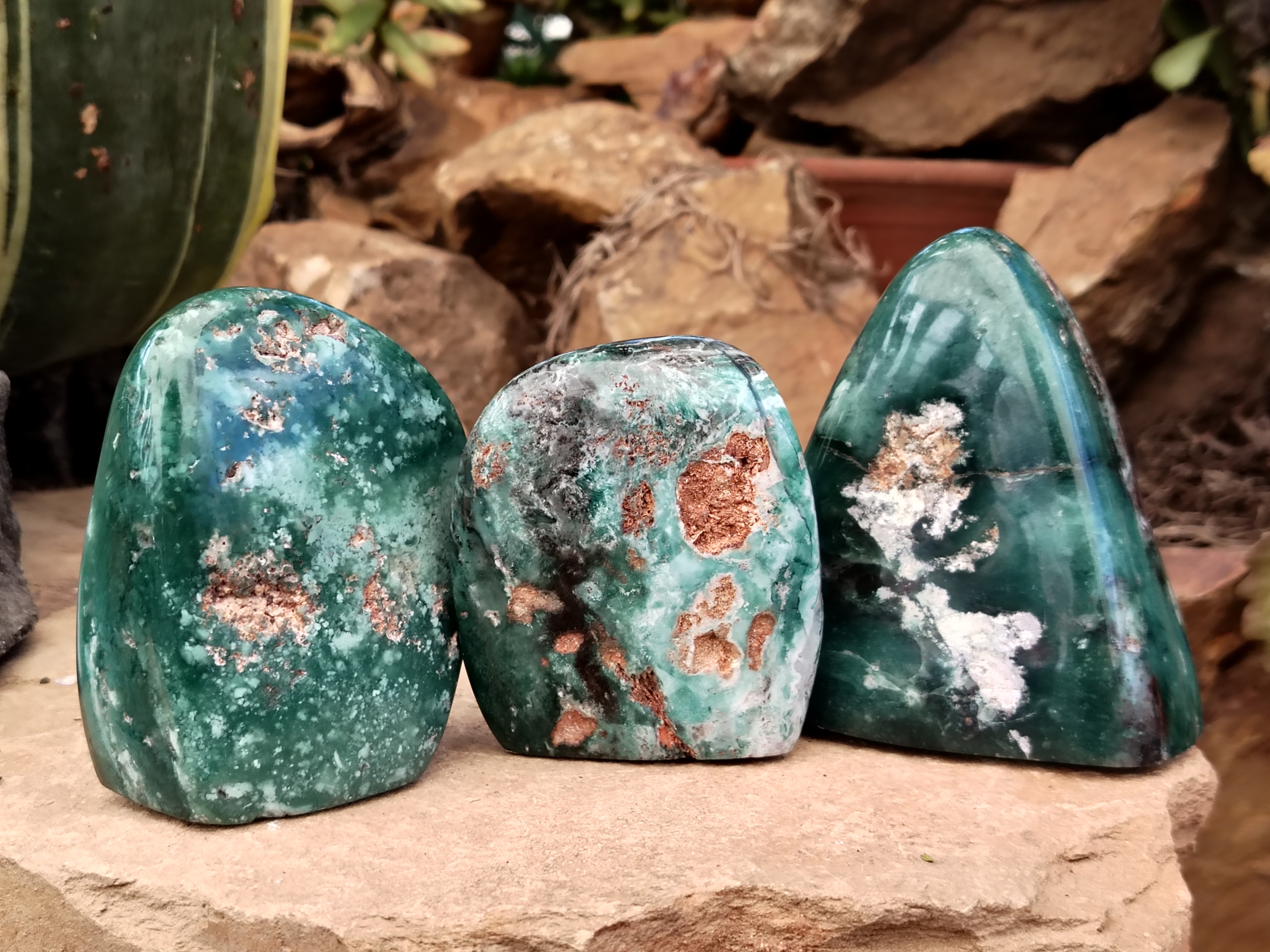 Polished Emerald Mtorolite Standing Free Forms x 6 From Zimbabwe - Toprock Gemstones and Minerals 