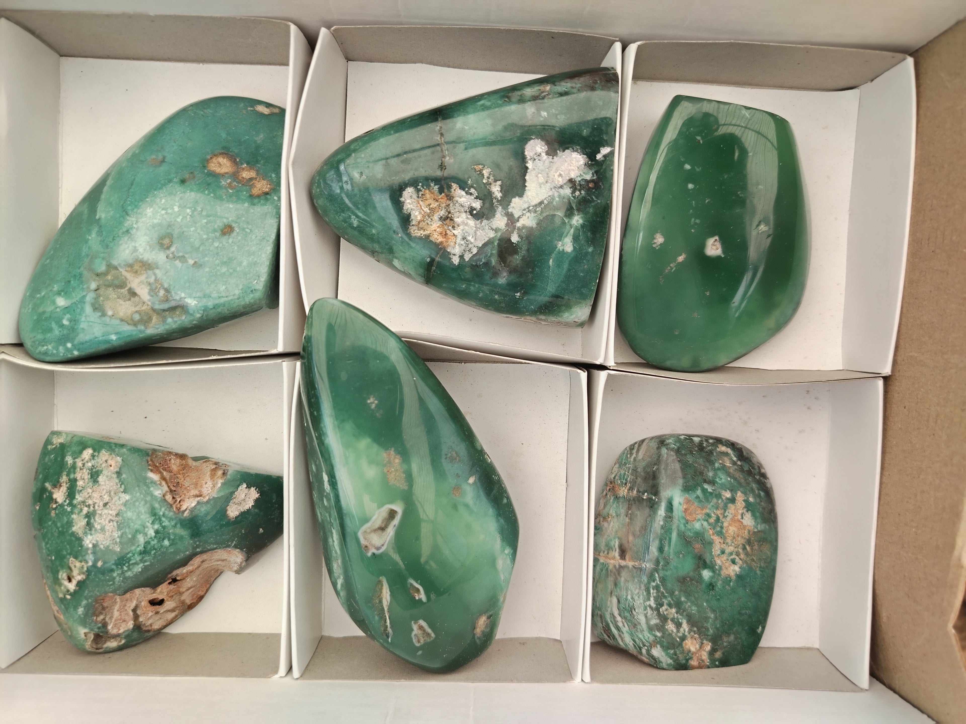 Polished Emerald Mtorolite Standing Free Forms x 6 From Zimbabwe - Toprock Gemstones and Minerals 