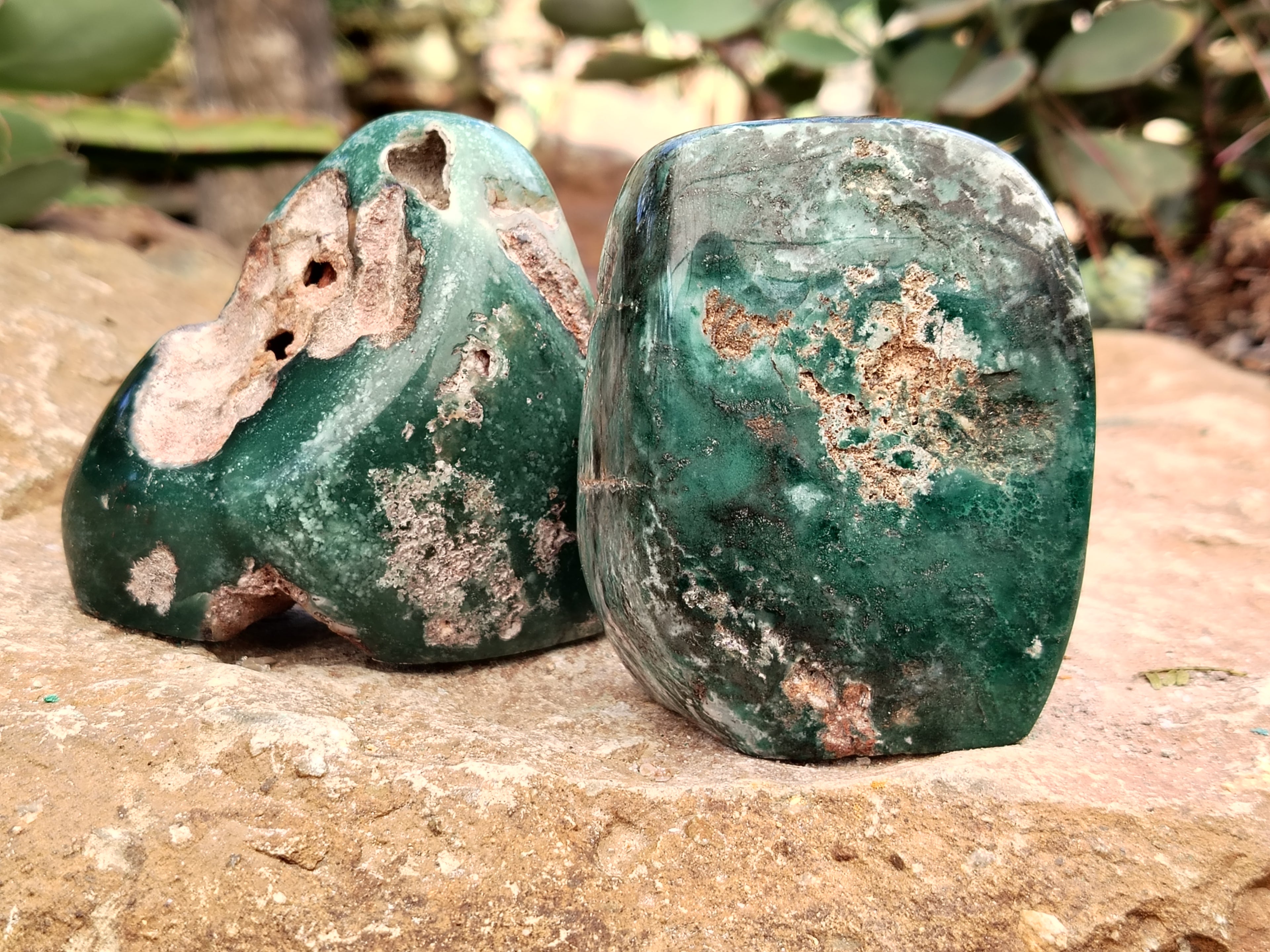 Polished Emerald Mtorolite Standing Free Forms x 6 From Zimbabwe - Toprock Gemstones and Minerals 