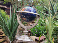 Hand Made Giant Mixed Gemstone Revolving World Globe with Metal Stand x 1 From China