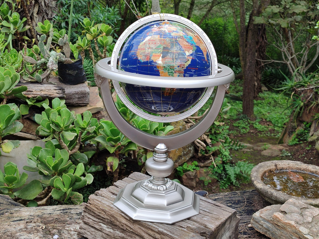 Hand Made Giant Mixed Gemstone Revolving World Globe with Metal Stand x 1 From China - Toprock Gemstones and Minerals 