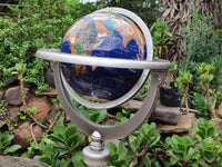 Hand Made Giant Mixed Gemstone Revolving World Globe with Metal Stand x 1 From China