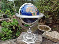Hand Made Giant Mixed Gemstone Revolving World Globe with Metal Stand x 1 From China