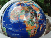 Hand Made Giant Mixed Gemstone Revolving World Globe with Metal Stand x 1 From China