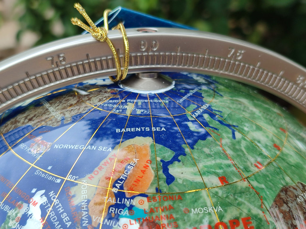 Hand Made Giant Mixed Gemstone Revolving World Globe with Metal Stand x 1 From China - Toprock Gemstones and Minerals 