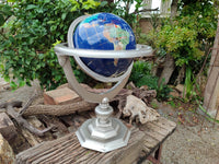 Hand Made Giant Mixed Gemstone Revolving World Globe with Metal Stand x 1 From China