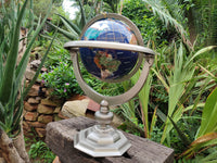 Hand Made Giant Mixed Gemstone Revolving World Globe with Metal Stand x 1 From China