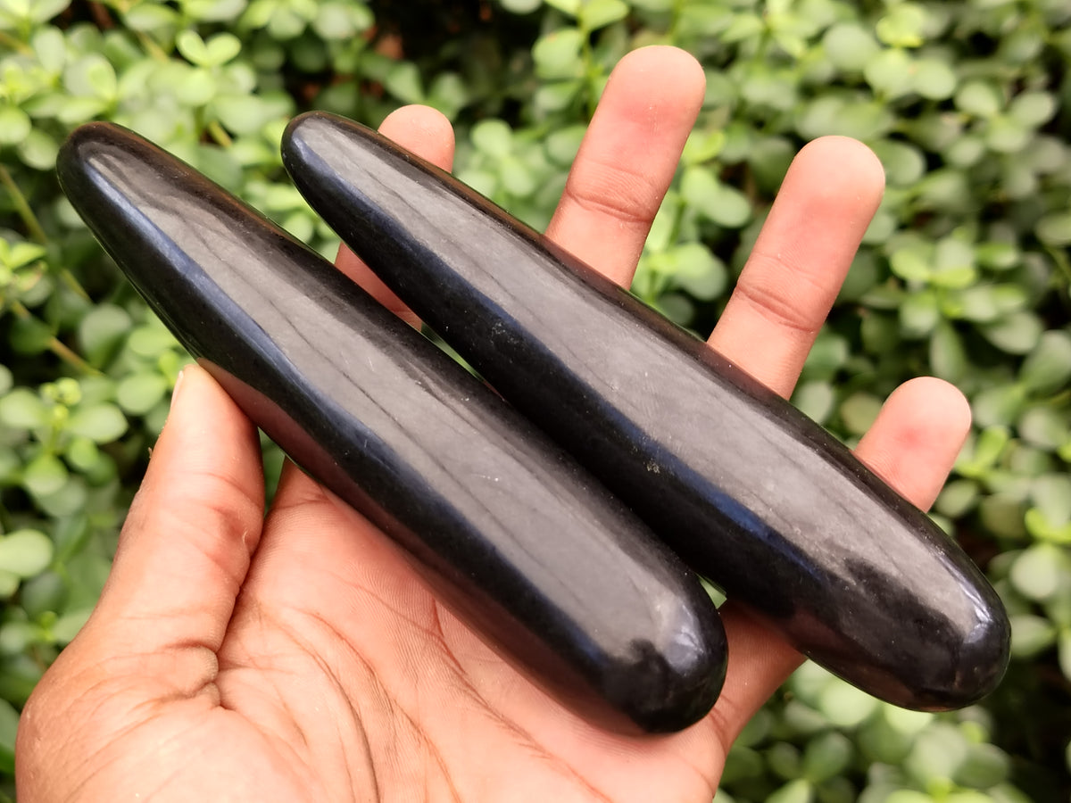 Polished Black Basalt Massage Wands x 12 From Antsirabe, Madagascar - Toprock Gemstones and Minerals 