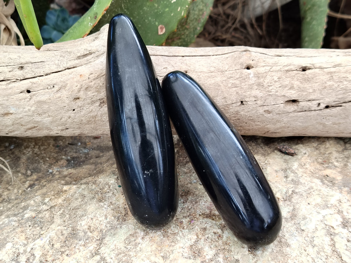 Polished Black Basalt Massage Wands x 12 From Antsirabe, Madagascar - Toprock Gemstones and Minerals 