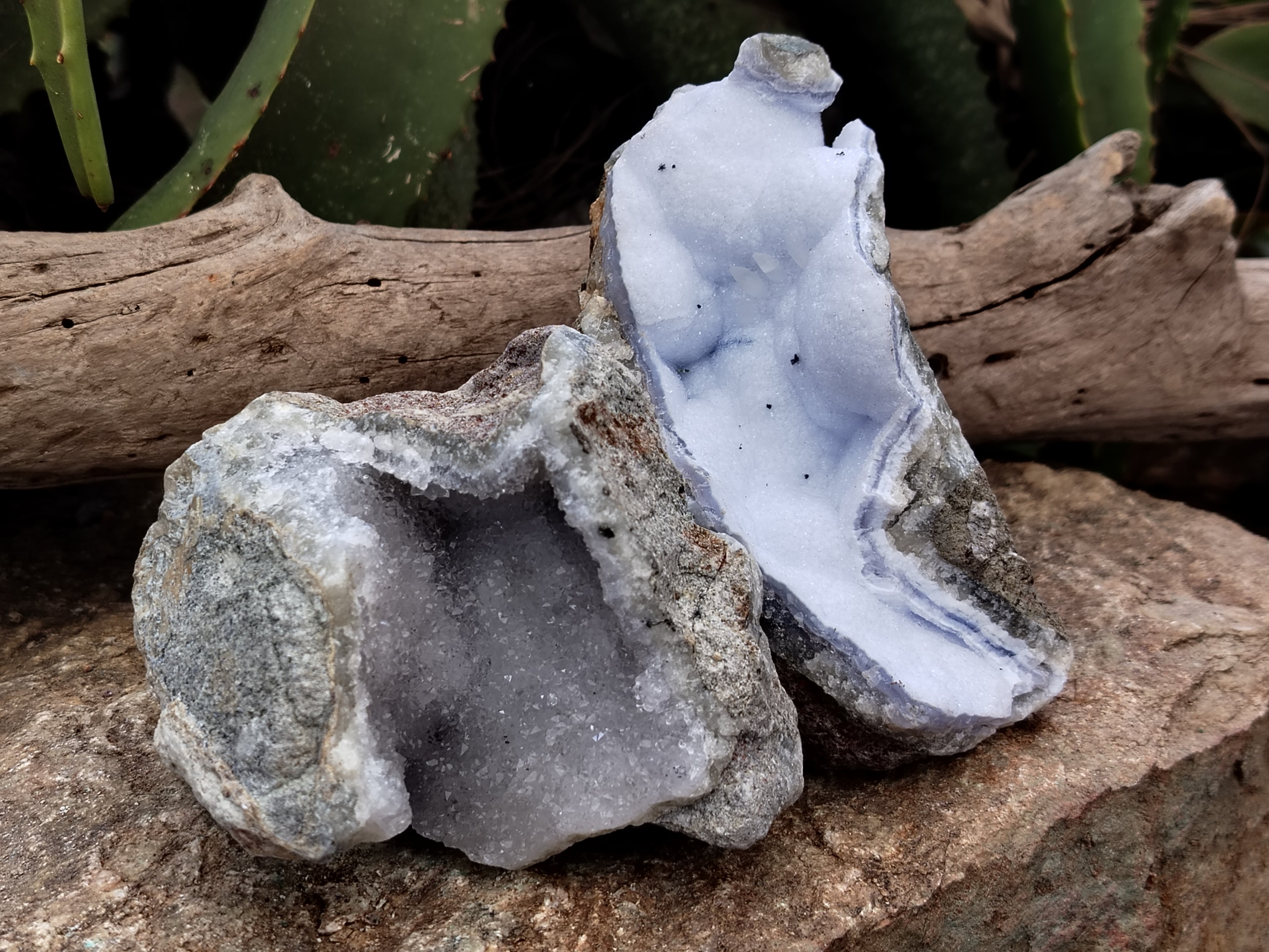 Natural Blue Lace Agate Geodes x 6 From Nsanje, Malawi - Toprock Gemstones and Minerals 