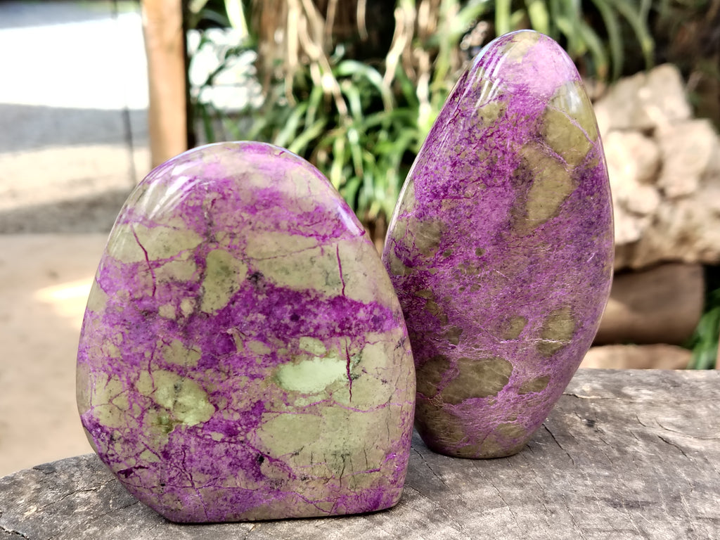 Polished Stichtite Standing Free Forms x 3 From Barberton, South Africa - Toprock Gemstones and Minerals 