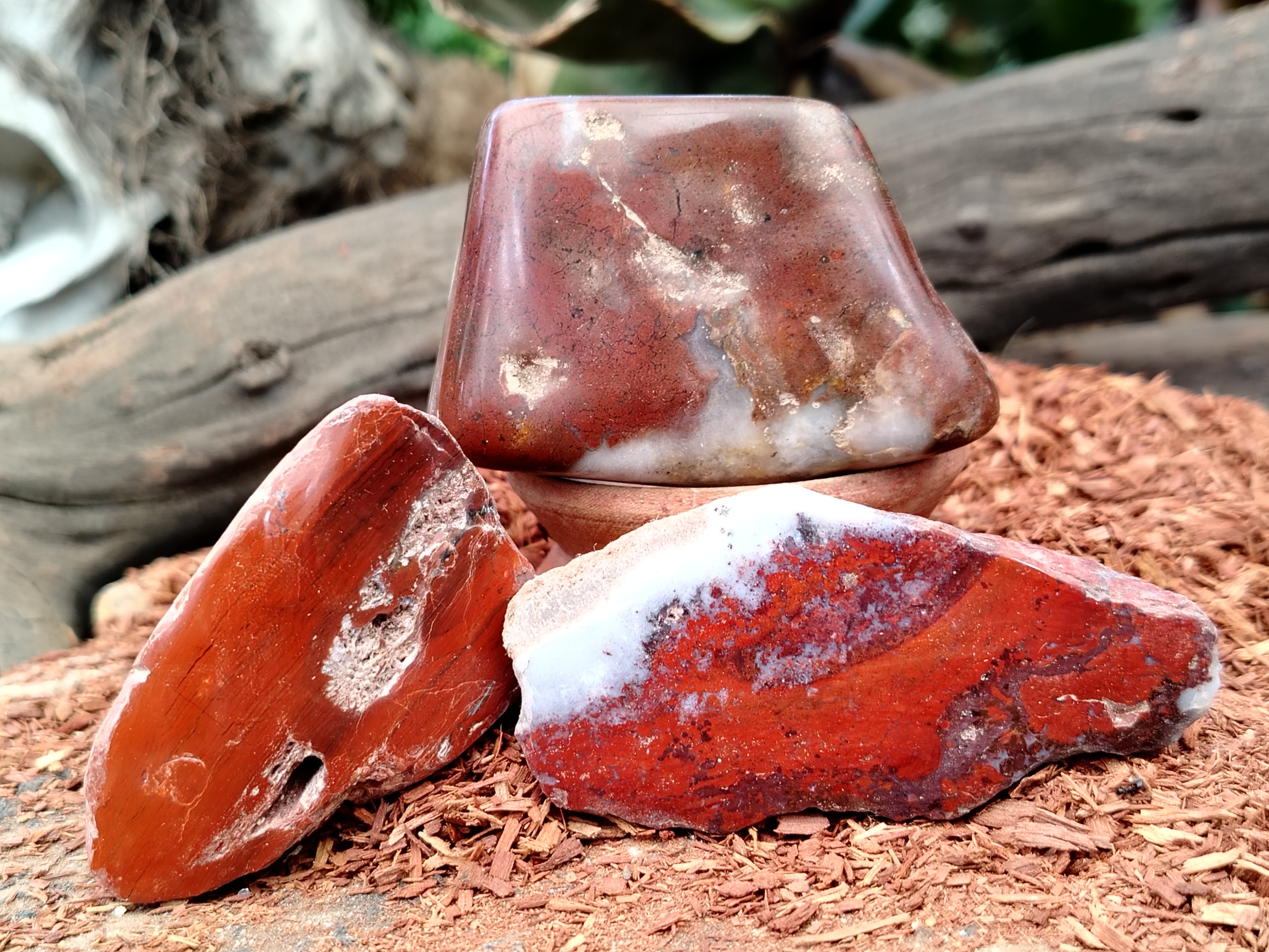 Polished On One Side Red Jasper Free Forms x 16 From Northern Cape, South Africa - Toprock Gemstones and Minerals 