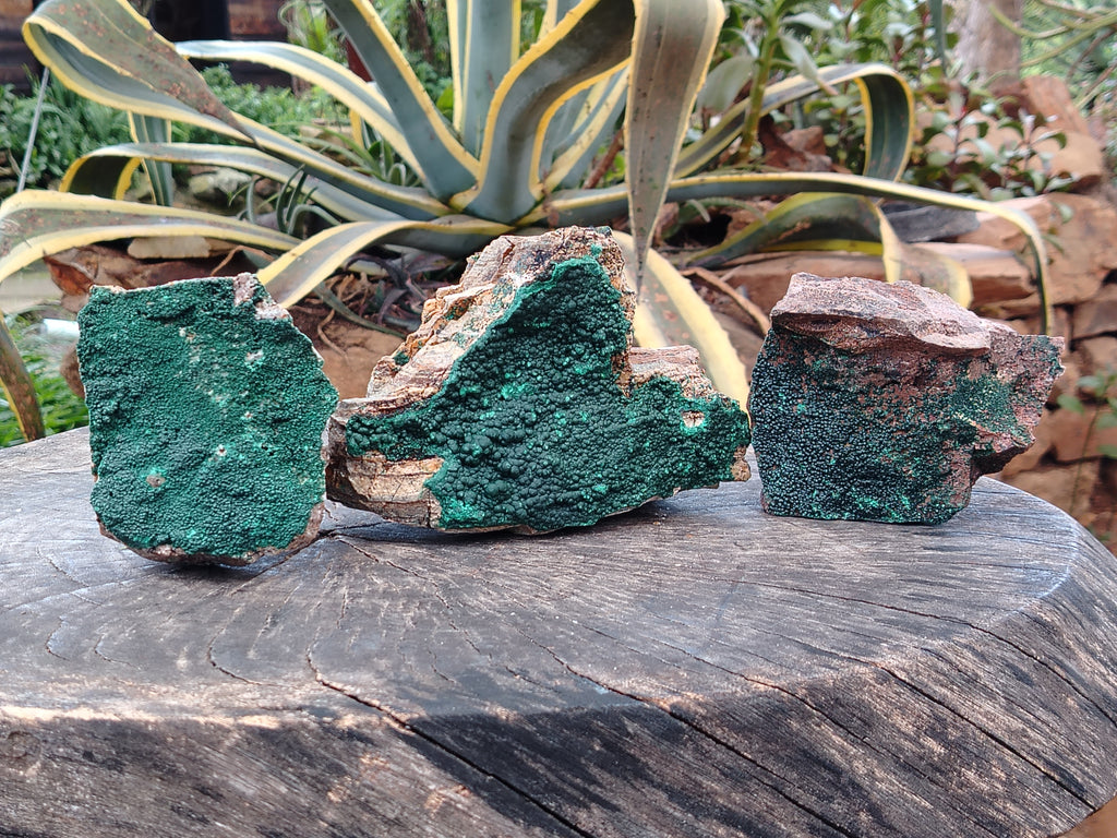 Natural Crystalline Malachite Specimens x 3 From Tenke Fungurume, Congo - Toprock Gemstones and Minerals 