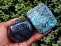 Polished Shattuckite with Azurite and Chrysocolla Free Forms x 4 From Congo - Toprock Gemstones and Minerals 