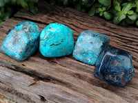 Polished Shattuckite with Azurite and Chrysocolla Free Forms x 4 From Congo - Toprock Gemstones and Minerals 