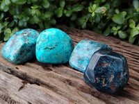 Polished Shattuckite with Azurite and Chrysocolla Free Forms x 4 From Congo - Toprock Gemstones and Minerals 