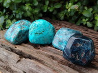 Polished Shattuckite with Azurite and Chrysocolla Free Forms x 4 From Congo - Toprock Gemstones and Minerals 