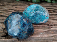 Polished Shattuckite with Azurite and Chrysocolla Free Forms x 4 From Congo - Toprock Gemstones and Minerals 
