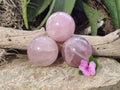 Polished Rose Quartz Spheres x 3 From Ambatondrazaka, Madagascar - Toprock Gemstones and Minerals 